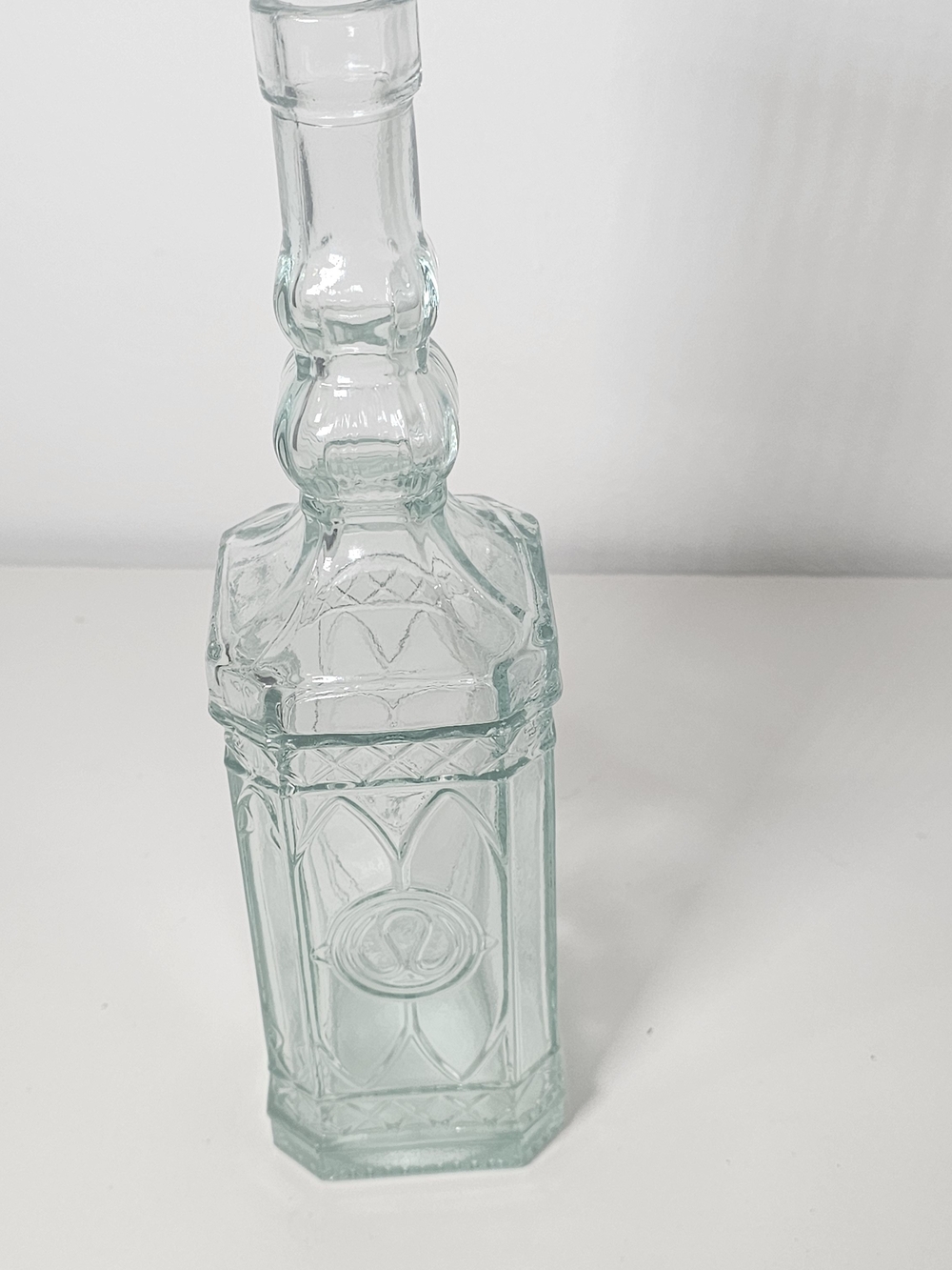 Decorative Pale Aqua Pressed Glass Bottle Vase - Home Dining